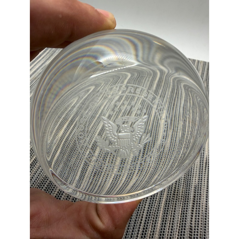 US House of Representatives Glass Paperweight Etched Great Seal 3.5 Inch Clear - Picture 8 of 13